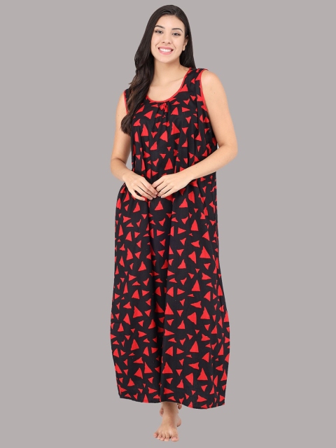 

Shararat Women Red Printed Maxi Pure Cotton Nightdress