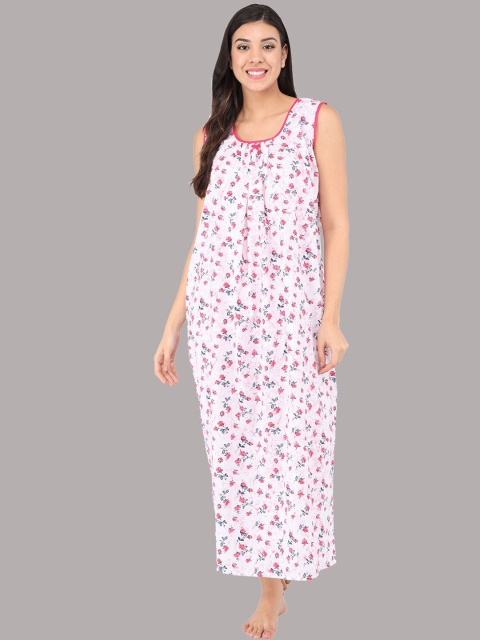 

Shararat Women White Printed Maxi Nightdress