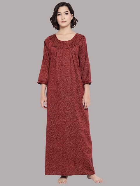 

Shararat Maroon Printed Maxi Nightdress