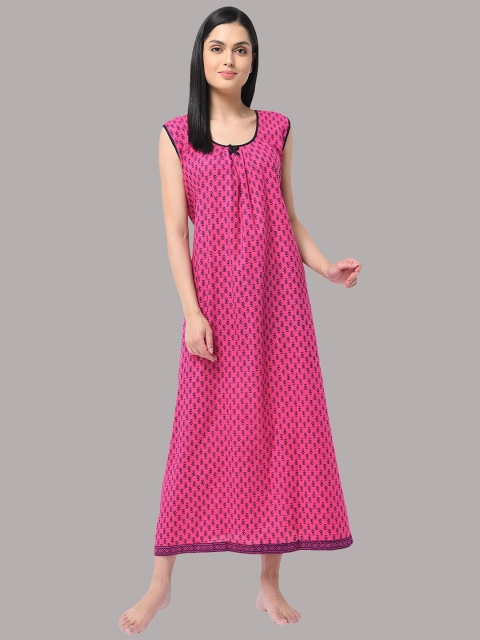 

Shararat Pink Printed Maxi Nightdress