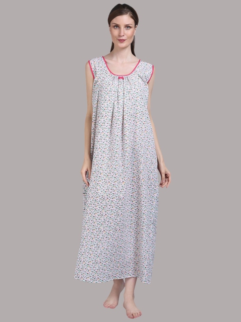 

Shararat Women Pink Printed Cotton Maxi Nightdress