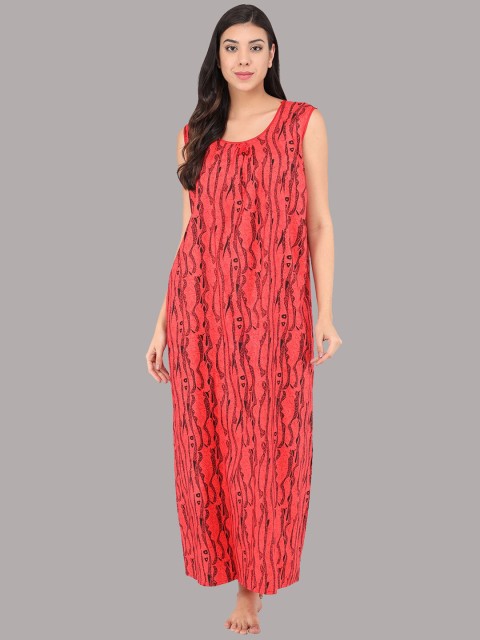 

Shararat Women Red Printed Maxi Nightdress