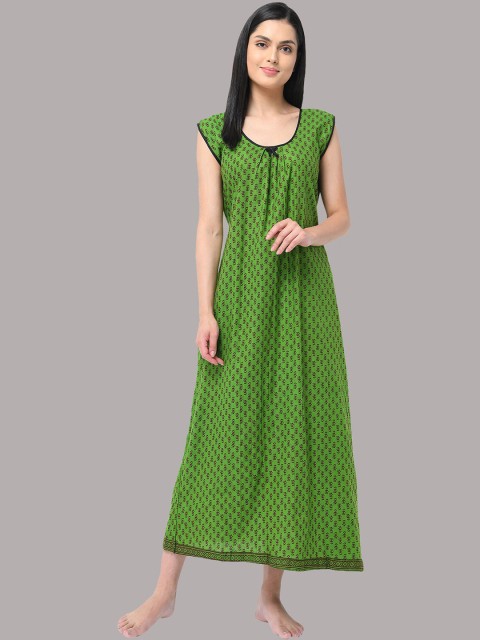 

Shararat Green Printed Maxi Nightdress