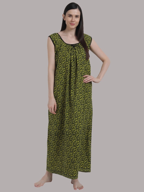 

Shararat Green Printed Maxi Nightdress