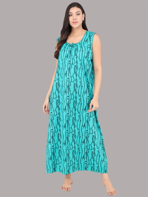 

Shararat Women Green Printed Maxi Nightdress