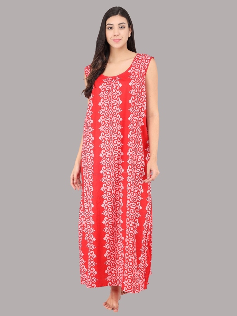 

Shararat Red Printed Maxi Nightdress