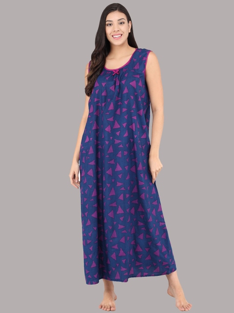 

Shararat Purple Printed Maxi Nightdress