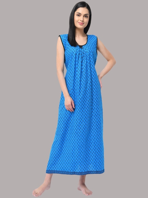 

Shararat Blue Printed Maxi Nightdress