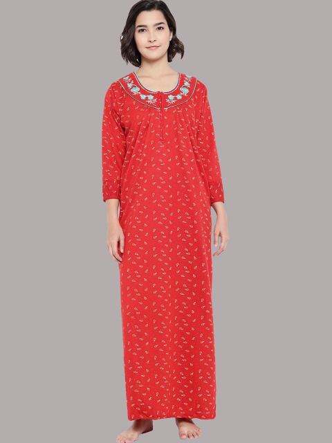 

Shararat Red Printed Maxi Nightdress