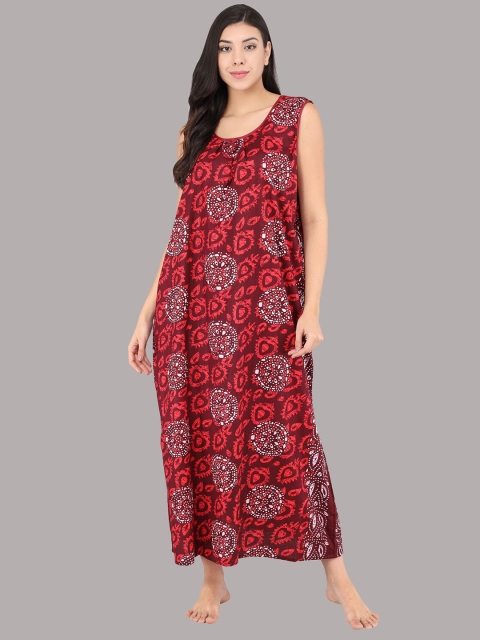 

Shararat Red Printed Cotton Maxi Nightdress