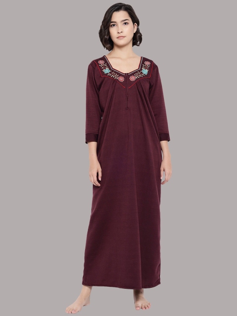 

Shararat Maroon Printed Maxi Nightdress