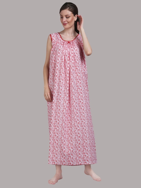 

Shararat Women Red Printed Maxi Nightdress