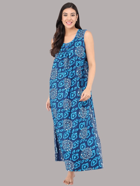 

Shararat Blue Printed Maxi Nightdress
