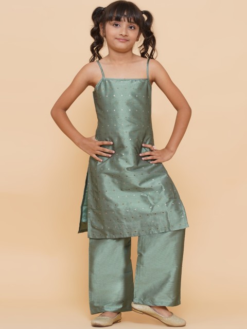 

titliyan Girls Green Printed Kurta with Palazzos