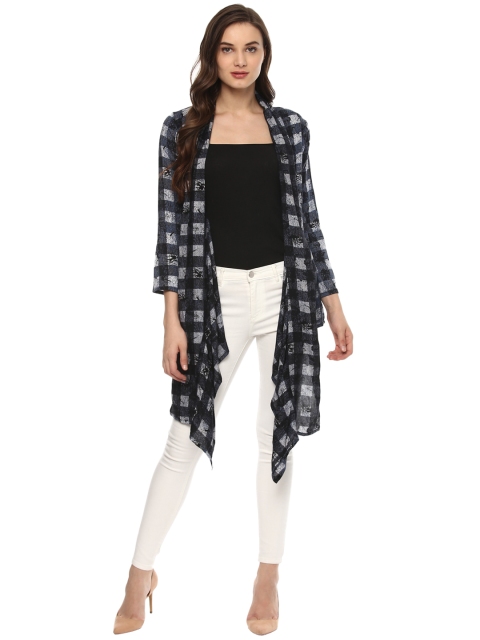 

Hapuka Blue & Black Checked Shrug