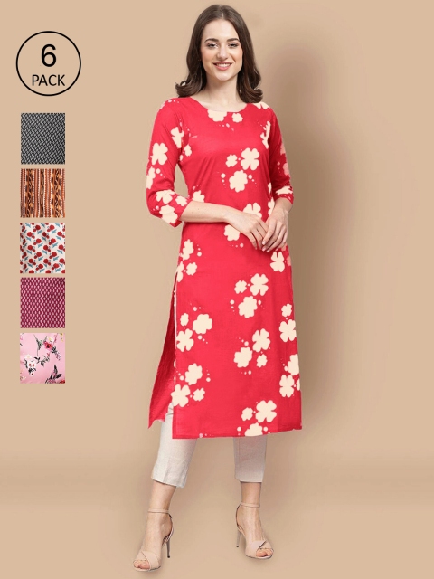 

KALINI Women Multicoloured Geometric Printed Block Print Crepe Kurta, Multi