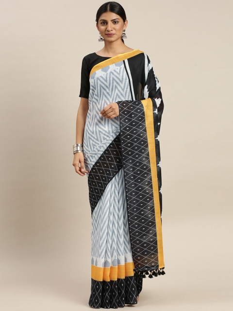 

AVANSHEE Grey & Black Linen Blend Saree