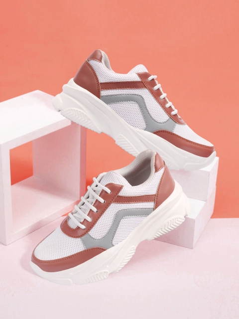 

Bella Toes Women Brown and white Colourblocked Lightweight Sneakers