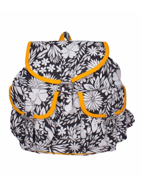 

Vivinkaa Women Black & White Floral Print Backpack