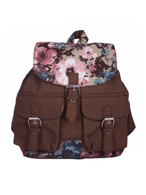 

Vivinkaa Women Brown & Pink Floral Print Backpack