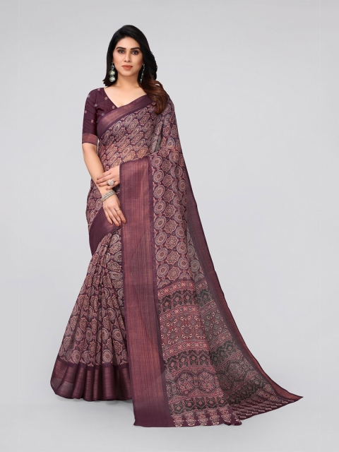 

KALINI Magenta & Gold-Toned Zari Saree