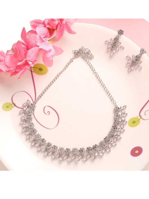 

MAD CLUB Women Rhodium-Plated White Jewellery Set, Silver