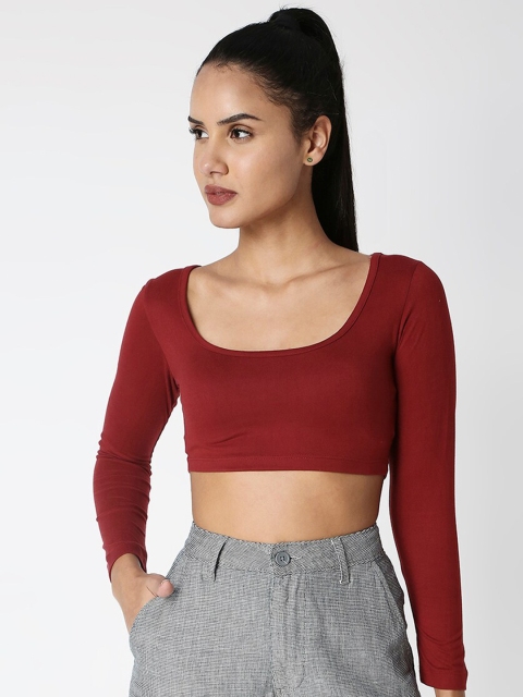 

CULT FICTION Women Maroon Crop Top