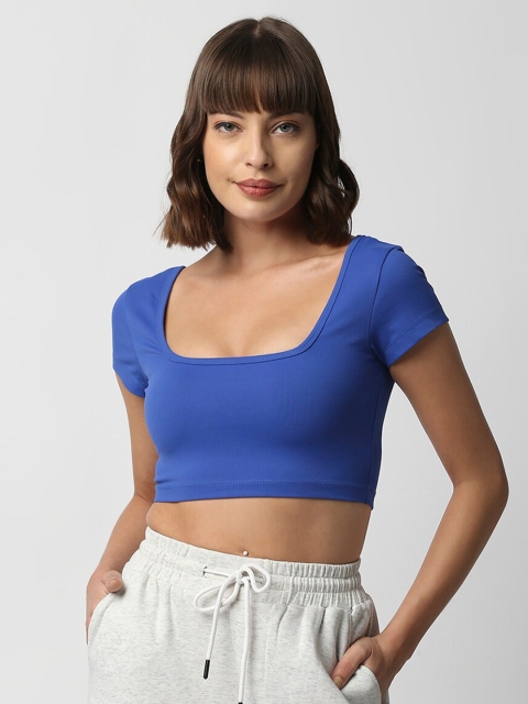 

CULT FICTION Women Blue Crop Top
