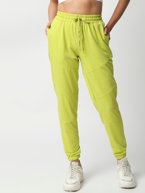 

CULT FICTION Women Green Solid Cotton Slim-Fit Joggers