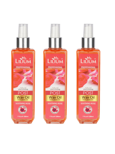 

Lilium Set Of 3 Professional Soothing Rose Post Wax Oil for Natural Waxing Care-200ml each, Na