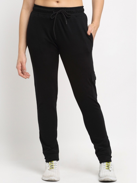 

Club York Black Solid Printed Cotton Straight-Fit Joggers