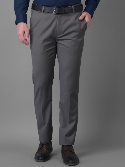 

Canary London Men Grey Smart Slim Fit Wrinkle Free Trousers