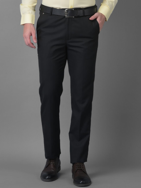 

Canary London Men Black Smart Slim Fit Wrinkle Free Trousers