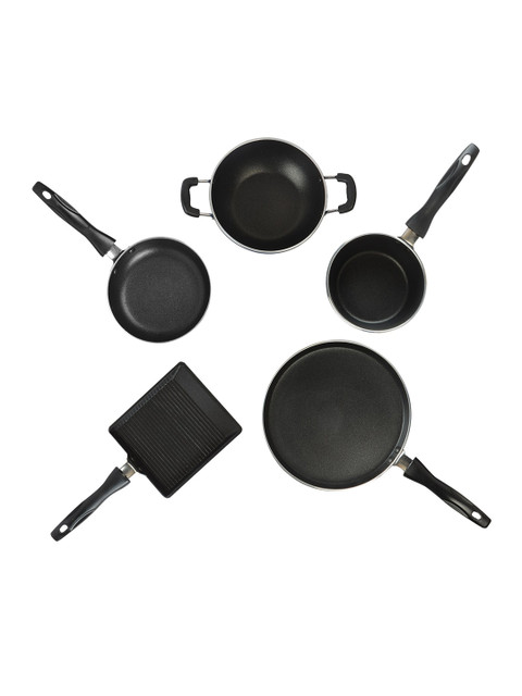 

Vinod Pack Of 5 Blue & Black Solid Non-Stick Cookware