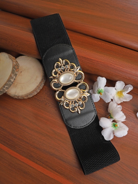 

The Mini NEEDLE Women Black & Gold-Toned Embellished Belt