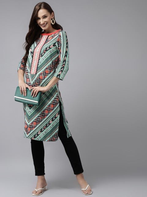 

Aarika Women Green & Red Printed Kurta