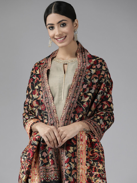 

Cayman Women Multicoloured Printed Woollen Shawl, Multi