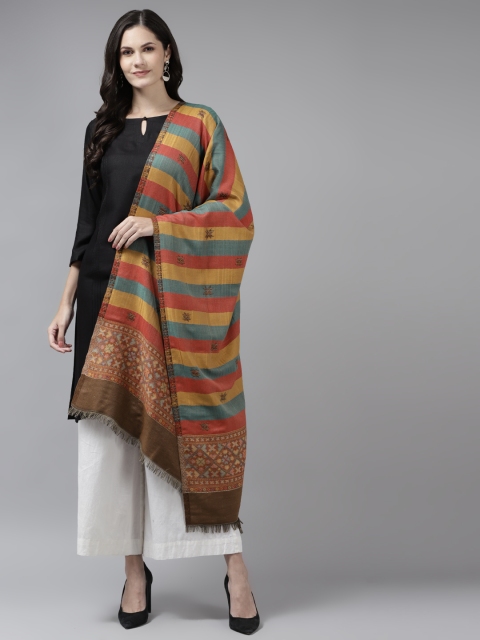 

Cayman Women Brown & Red Woven Design Woollen Winter Stole