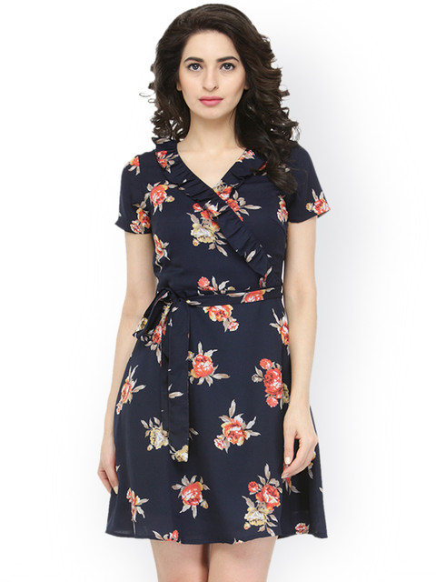 

Magnetic Designs Women Blue Printed Fit & Flare Dress