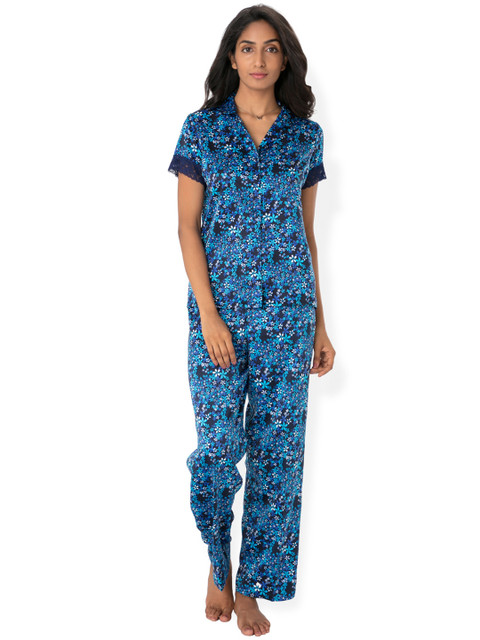 

PrettySecrets Blue Floral Print Night Suit NW0023