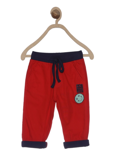

612League Boys Red Classic Slim Fit Drawstrings Trousers