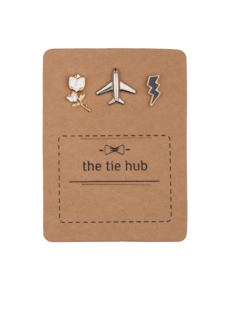 

The Tie Hub Men Gold-Toned & White Solid Accessory Gift Set