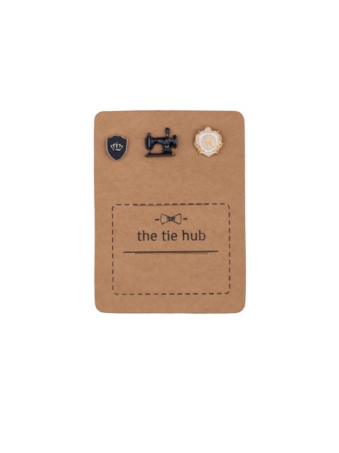 

The Tie Hub Men Set Of 3 Textured Brooch Accessory Gift Set, Black