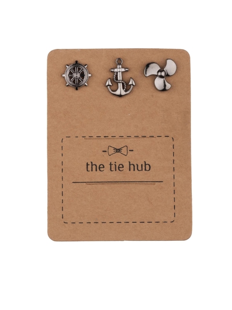 

The Tie Hub Men Set Of 3 Silver-Toned Textured Accessory Gift Set