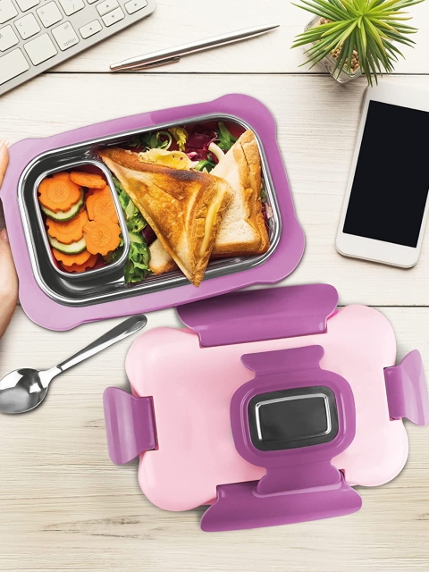 

Milton Pink & Purple Solid Stainless Steel Lunch Box Kitchen Storage