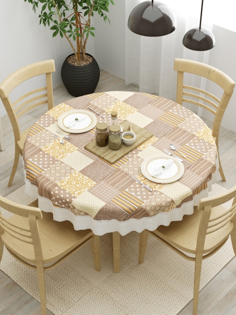 

Clasiko Brown Printed Geometric 4 Seater Table Covers