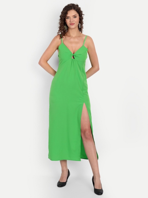 

MINGLAY Green Organic Cotton Crepe A-line Dress