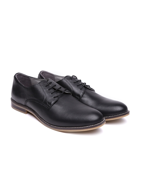 

United Colors of Benetton Men Black Genuine Leather Derbys