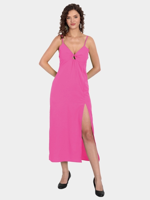 

MINGLAY Pink Organic Cotton Crepe Maxi Midi Dress