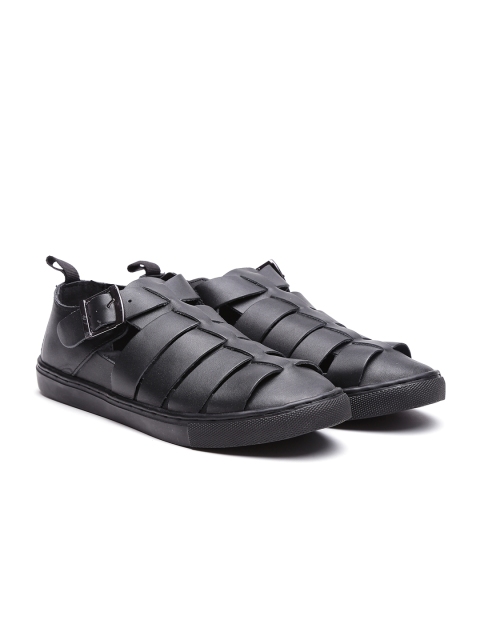 

United Colors of Benetton Men Black Leather Sandals